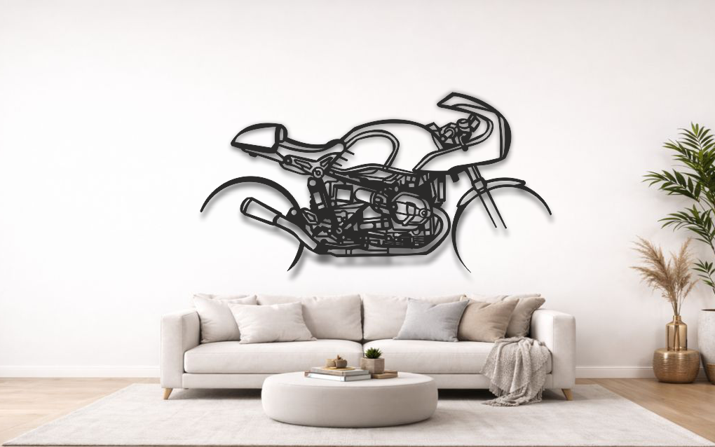 BMW R Nine T Racer 2019 Silhouette Metal Wall Art