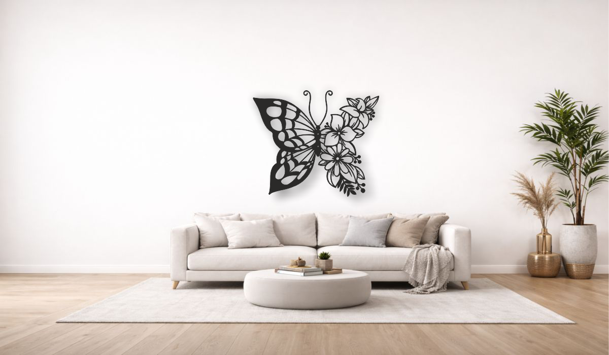 Floral Butterfly Metal Wall Art
