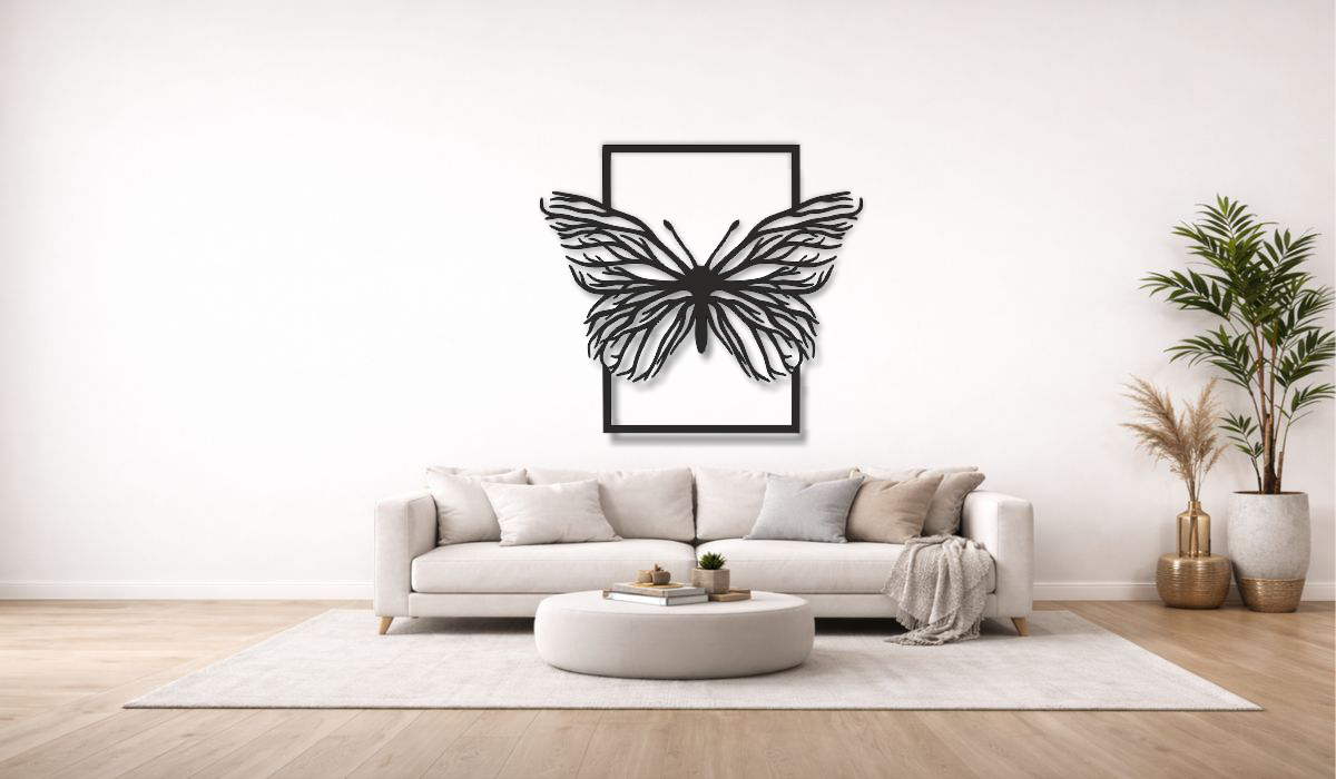 Abstract Butterfly Frame Metal Wall Art