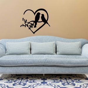Love Birds Metal Wall Art – Romantic Decorative Wall Piece for Bedroom & Living Room
